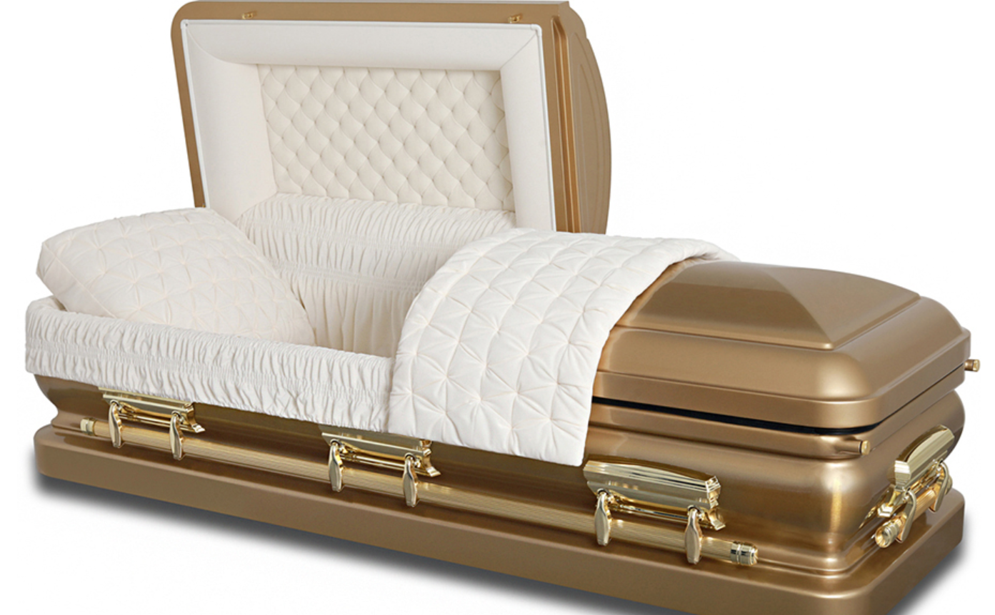 Gold finish 18 gauge steel casket