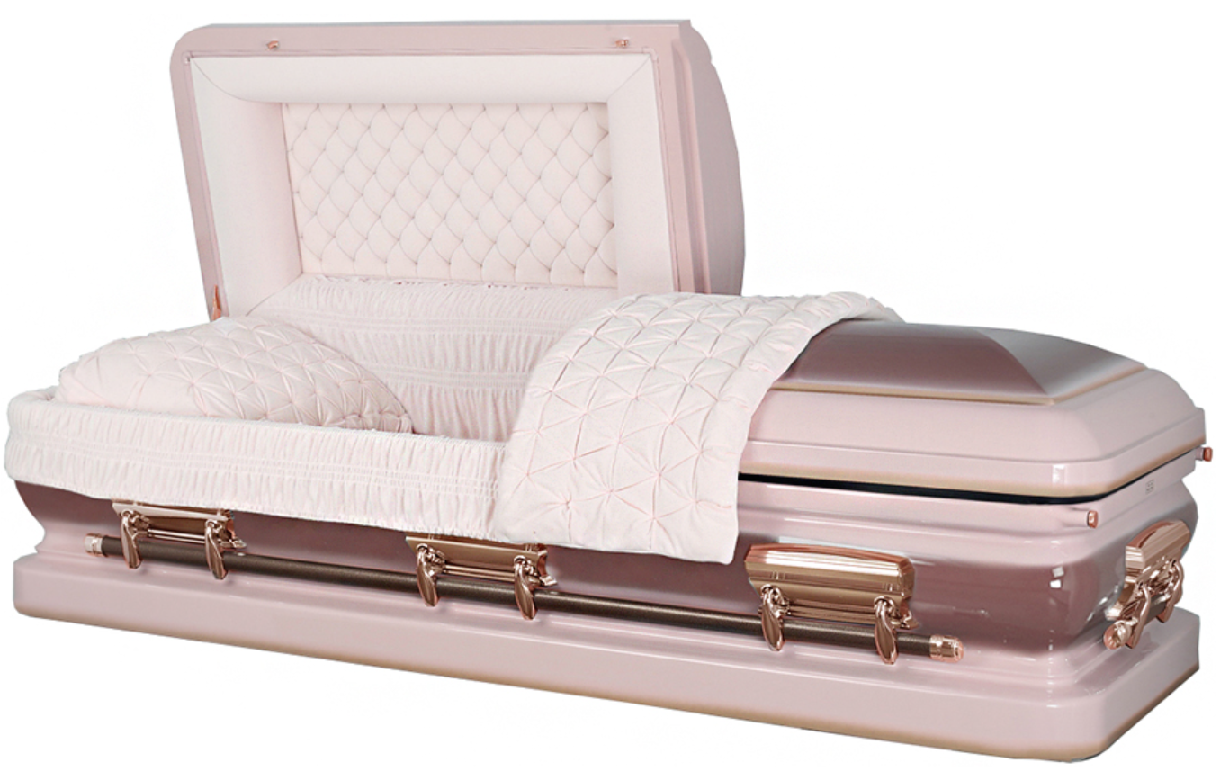Light pink 18 gauge steel casket